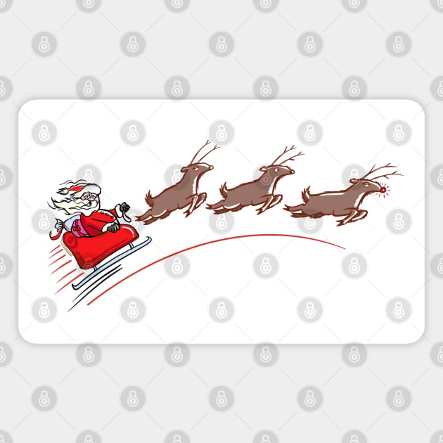 Santa Speeding across the skies Magnet by Dani Vittz